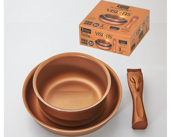 VS-DTC-3/JP - Bộ nồi chảo chống dính Visions tay cầm rời VS DTC-3/JP - Hàng Chính Hãng