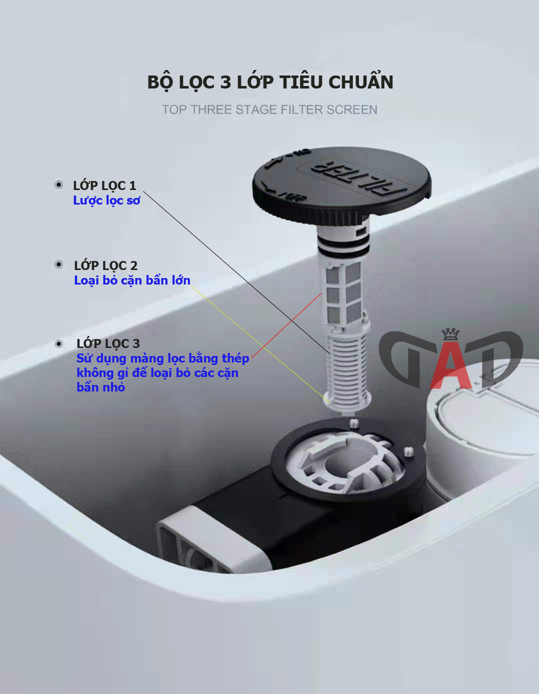 Cọc Phao Nước (Cọc Cấp, Van Phao) Dùng Cho Bồn Cầu - FILTER CAESAR  (Dùng Cho Cả Két Rời Và Két Liền Khối)