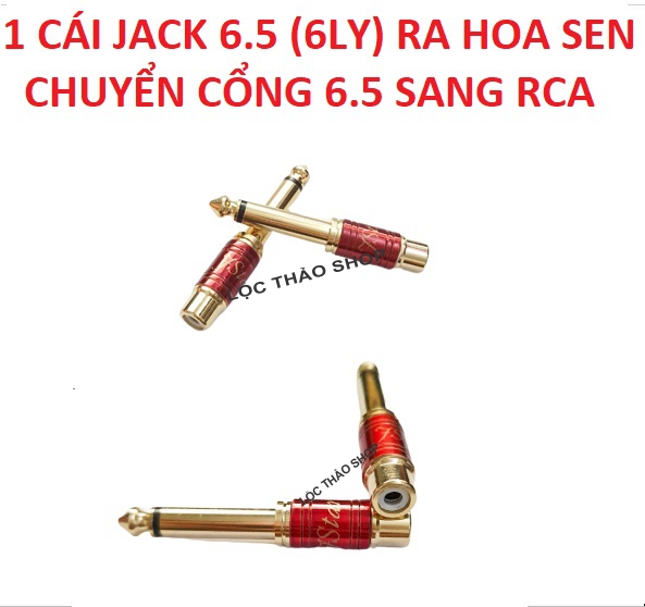 Jack chuyển 6.5 ra AV Jack 6 ly ra AV Đầu chuyển jack 6.5 sang hoa sen - 1 CÁI