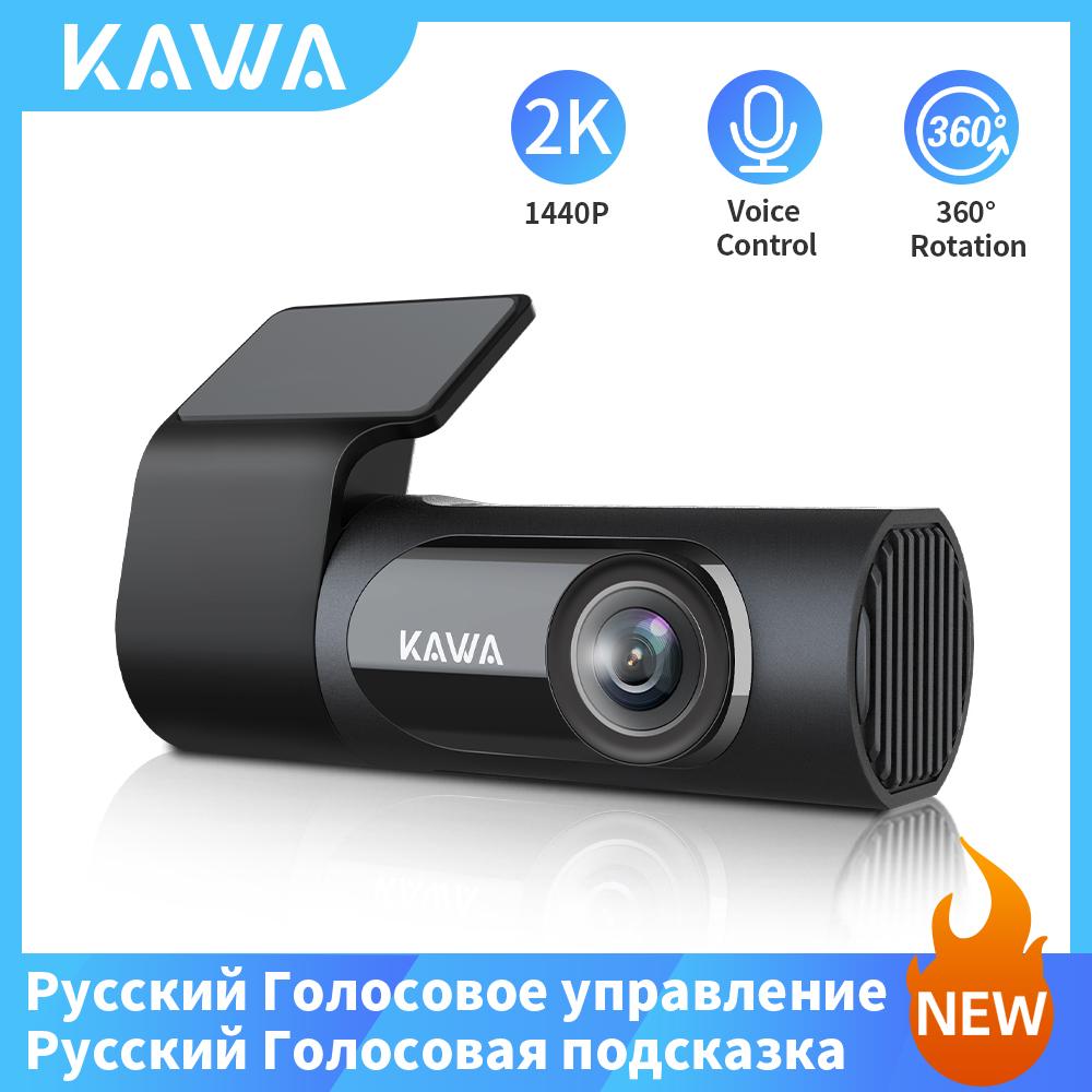 Kawa 2K 1440p HD WiFi Dash cam cho xe DVR Máy quay video Auto Night Vision Điều khiển giọng nói WDR Điều khiển không dây 24H Tên màu: D6 VOCIE Điều khiển