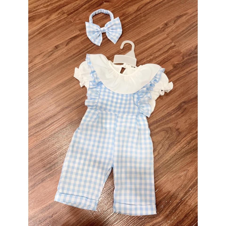 Set đồ thiết kế bé gái, bộ đồ bay caro xanh bé gái dành đi Thôi Nôi, Sinh Nhật 8-23kg Angel Baby Thời Trang Thiết Kế