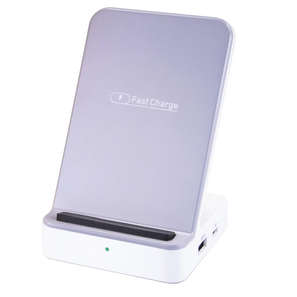 Qi Vertical Wireless Charger Pad Dual Coils Fast Charging Base for Phones