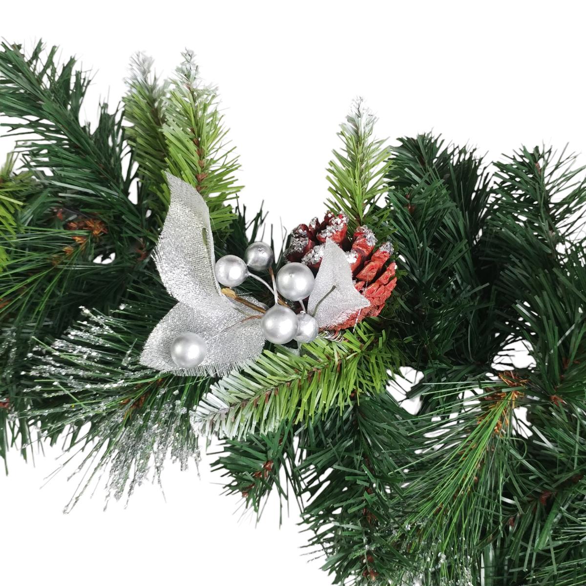 Dây Trang Trí Noel 3 Loại Lá Lăn Kim Tuyến Bạc 210 cm - Chaang Chiia LP-G10-3LL-SD