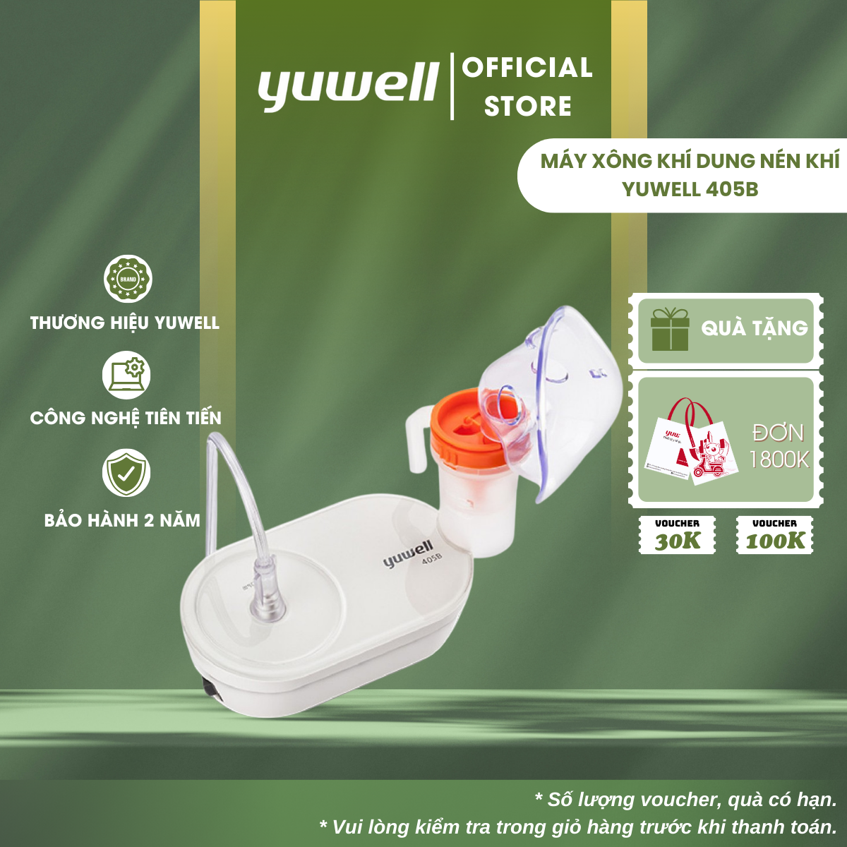Máy xông mũi họng, khí dung Yuwell 405B