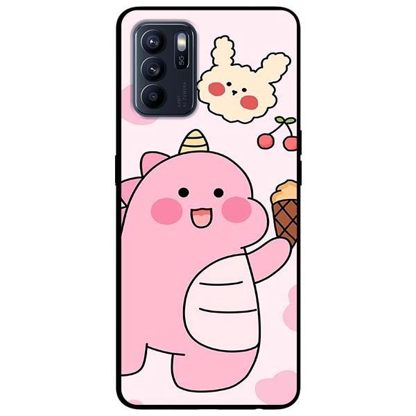 Ốp lưng dành cho Oppo Reno 6 - Reno 6 Z mẫu Khủng Long Hồng