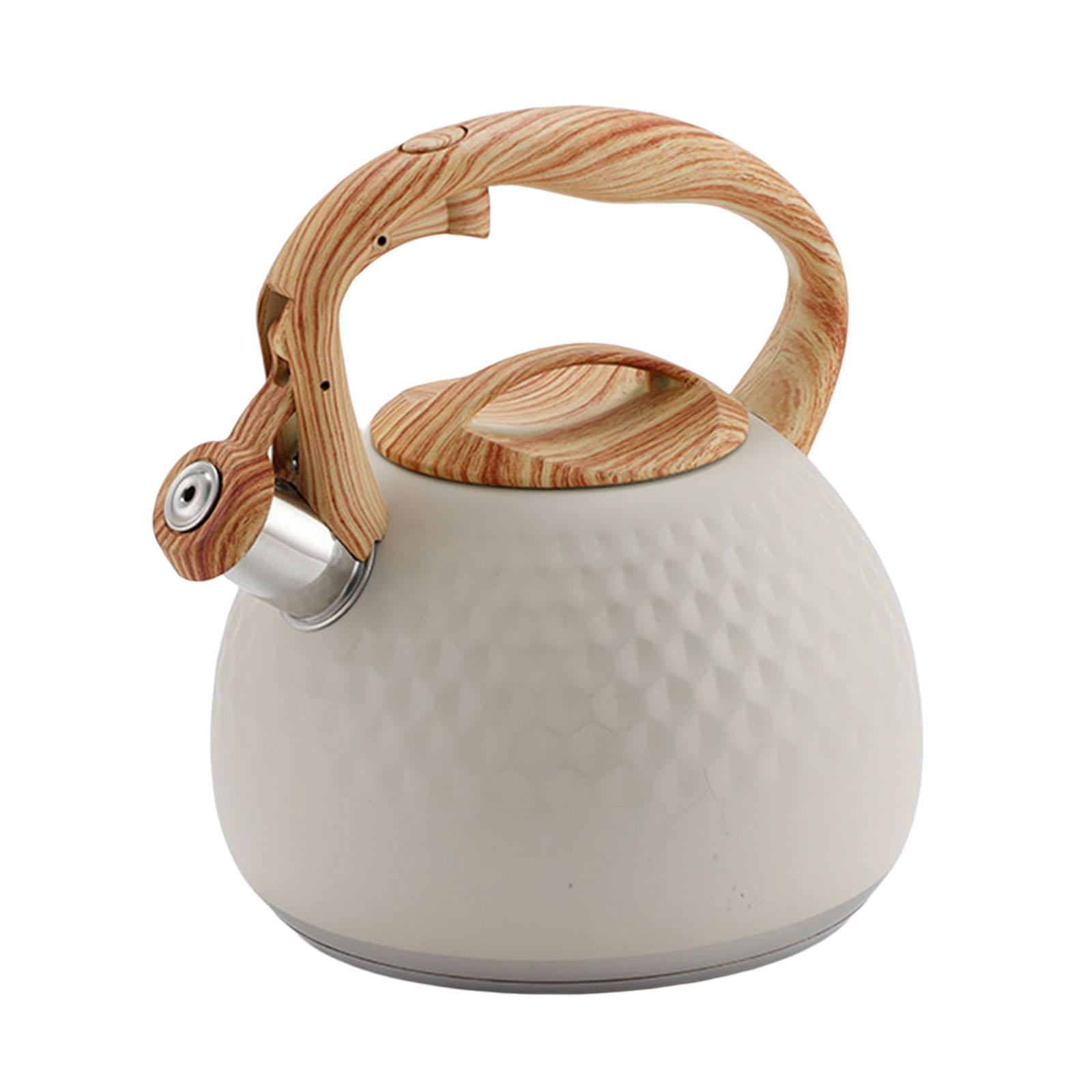 Tea kettle top stainless steel white beige