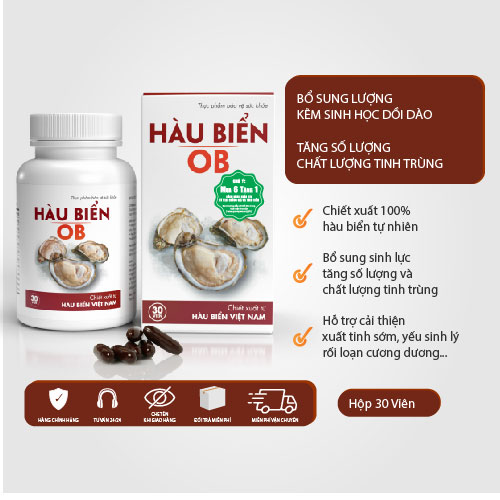 COMBO 2 HỘP Thực phẩm bảo vệ sức khỏe Hàu Biển OB - tăng cường sinh lý, trị xuất tinh sớm, Tăng sinh chất lượng tinh trùng