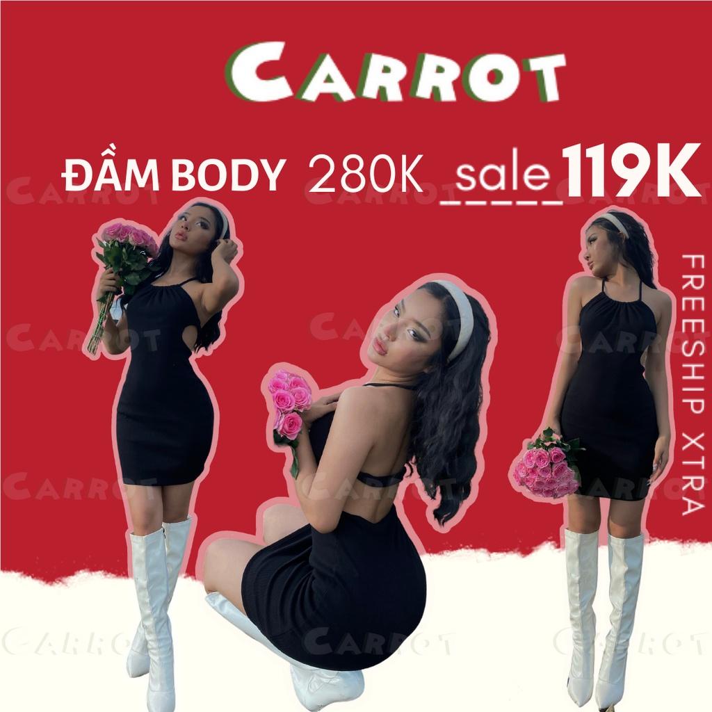 Đầm body sexy 2 dây hở lưng váy ôm đen cut-out thun sang chảnh đi dạo phố carrotxinhdep (44)