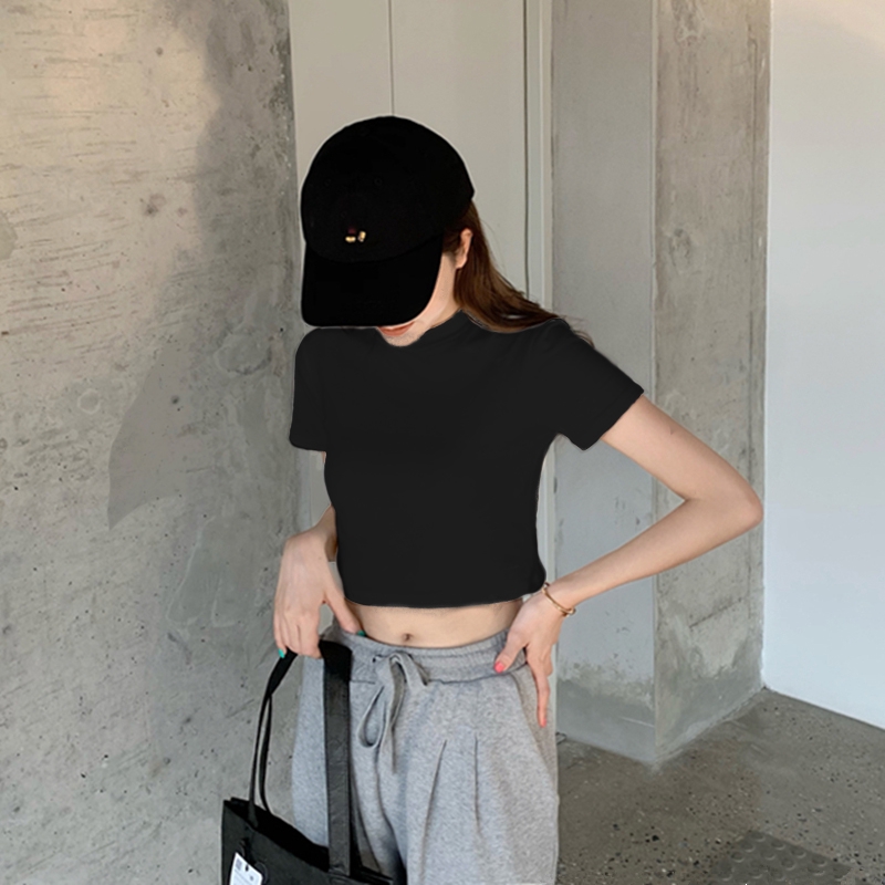 Áo Croptop Ngắn Tay Cổ Tròn Thời Trang Cho Nữ Năm 2020