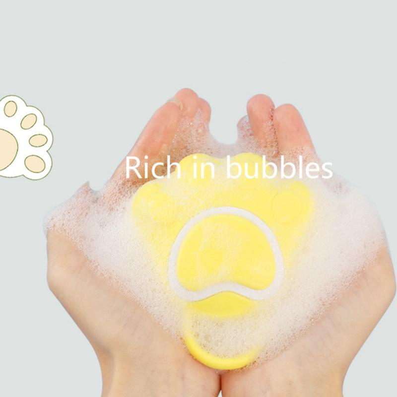 Cartoon Cat Paw Baby Shower Brush Fast Foaming Silicone Scrubbing Artifact Full Body Massage Spa Brush Bathroom Accessory