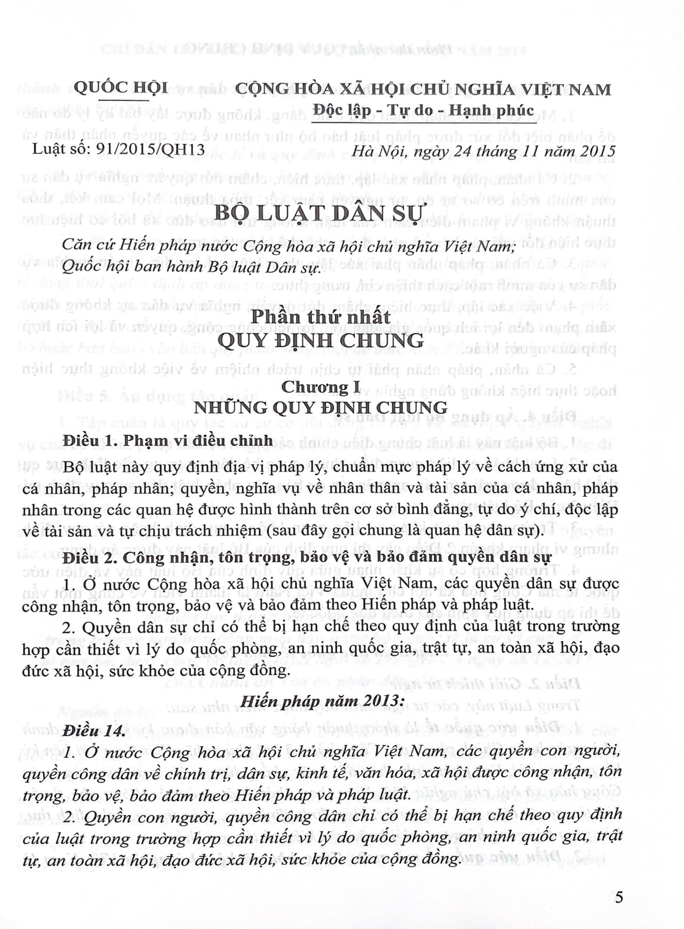 Chỉ dẫn tra cứu áp dụng Bộ luật Dân sự năm 2015 (Tái bản lần thứ nhất có sửa đổi bổ sung)