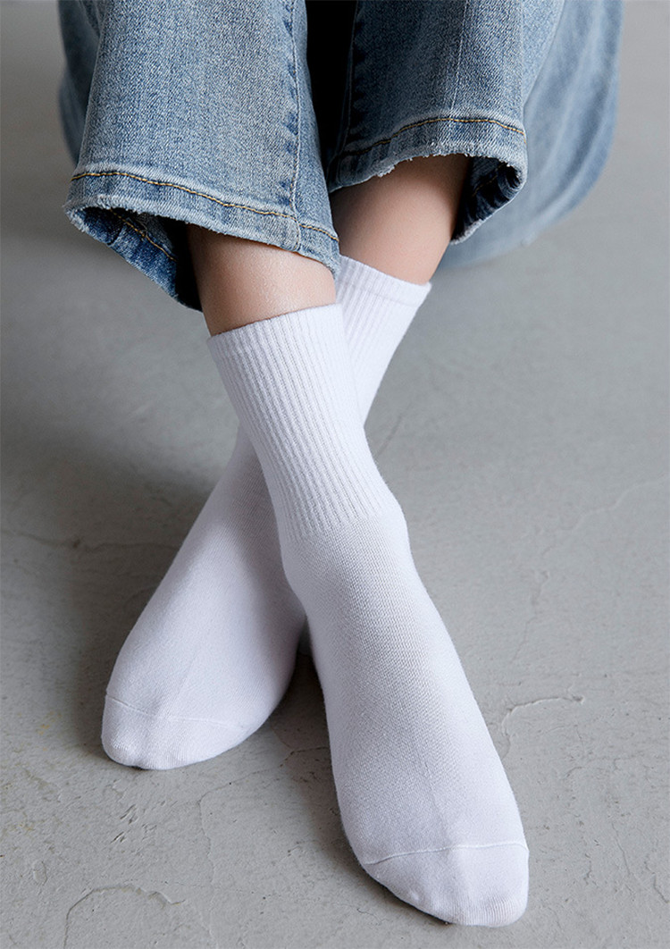 Set 5 Đôi Tất Cao Cổ Unisex Bèo Nhún Gân Tăm Style Thanh Lịch
