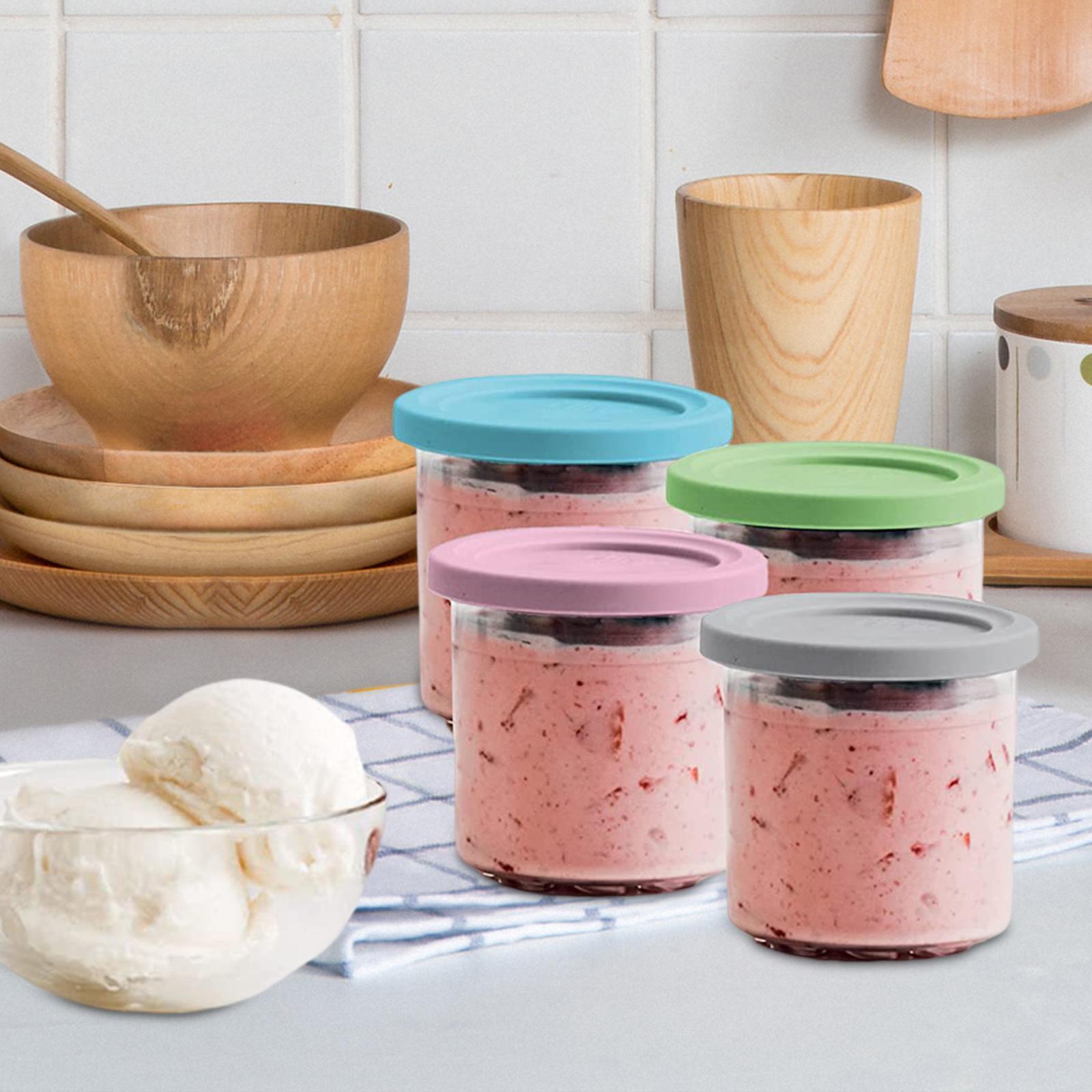 4Pcs Freezer Food Storage Tubs with Silicone Lid for Kitchen Restaurant