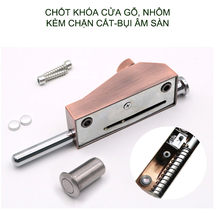 Chốt chặn cửa bằng hợp kim chắc chắn kèm đầu chặn cát, bụi bẩn âm sàn