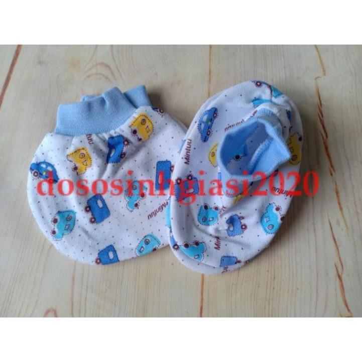 Bao tay chân cho bé-Set 5 đôi bao tay chân cổ bo