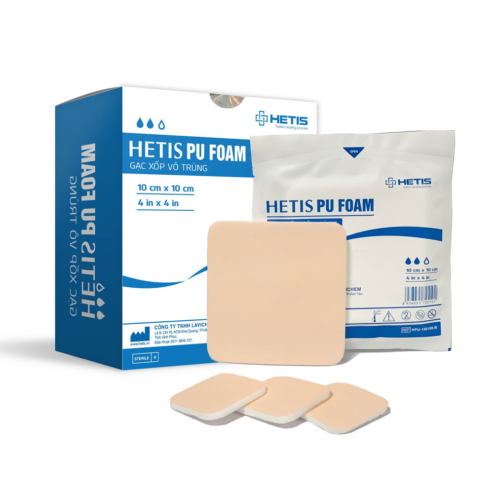 Miếng gạc xốp vô trùng HETIS PU Foam - Dòng gạc tiên tiến