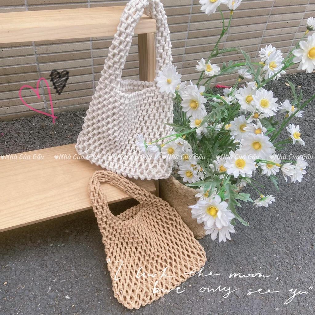 Túi cói lưới mẫu mới đi biển size mini nhỏ xinhhh