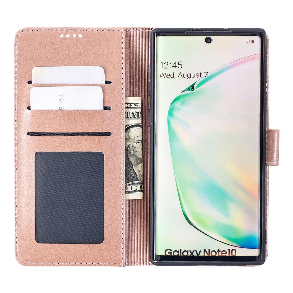 Ốp điện thoại dạng ví da lật có ngăn đựng thẻ mềm cho Samsung Galaxy Note10 Pro Note10+ Note9 S10 S9 Plus S10+ S9+ S10E