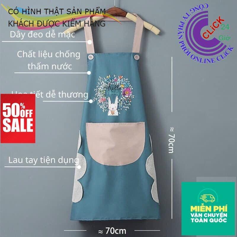 Tạp Dề Chống Thấm Nước Phong Cách Hàn Quốc Dễ Thương - CÓ CHỖ ĐỂ ĐIỆN THOẠI CHỖ LAU TAY TIỆN LỢI
