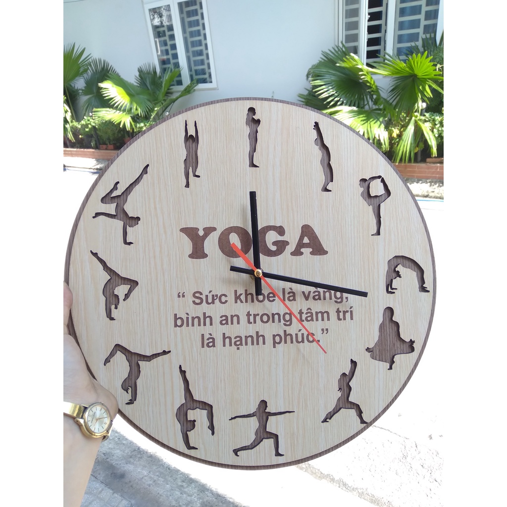 Đồng hồ treo tường trang trí phòng yoga. Nhận thiết kế theo yêu cầu