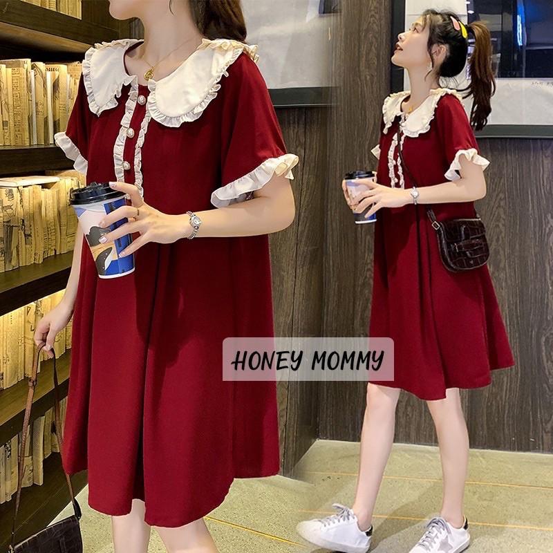 Váy bầu cao cấpchất lụa Hàn mềm mịn, thoáng mát, thấm hút mồ hôifree size 43~68kg