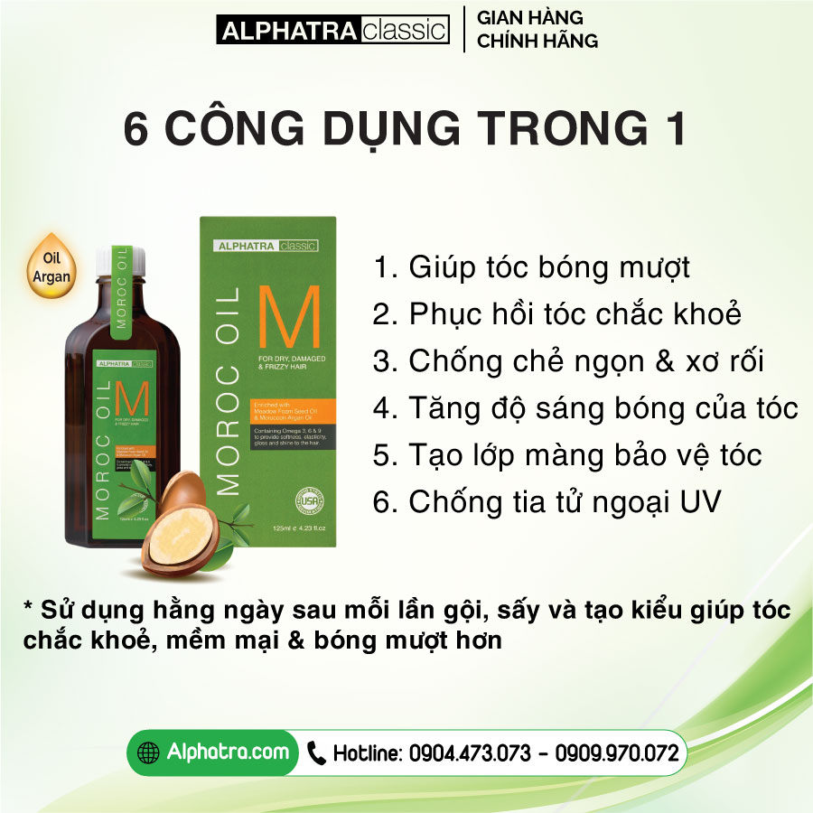 TINH DẦU DƯỠNG BÓNG TÓC – MOROC OIL ORGANIC - USA 125ml