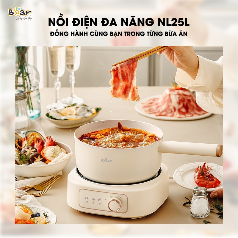 Nồi lẩu đa năng Bear SB-NL25L (1000W) - Hàng chính hãng