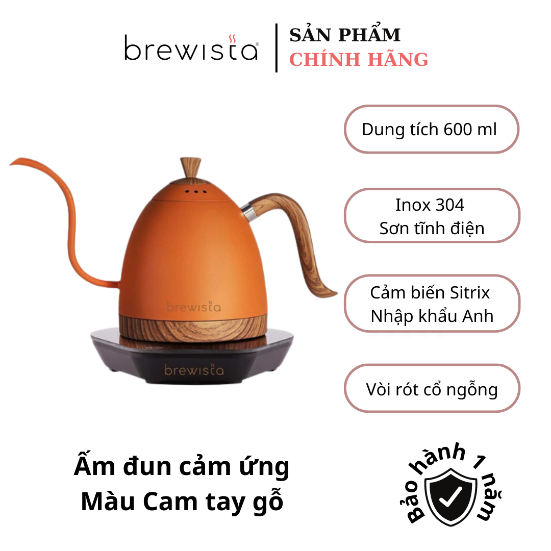 Ấm đun cảm ứng chuyên dụng rót cà phê Kettle 600ml - Orange