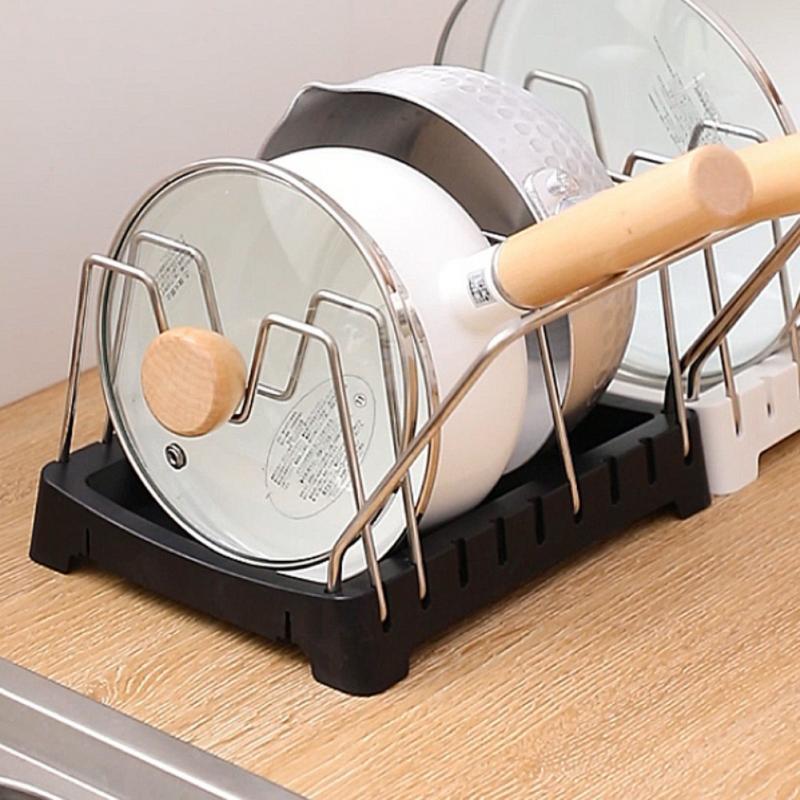 Nhà Bếp Nhà Tổ Chức Nắp Nồi Giá Thép Không Gỉ Nồi Nắp Nồi Kệ Nấu Món Ăn Giá Chảo Bao Da Đứng Phụ Kiện Nhà Bếp