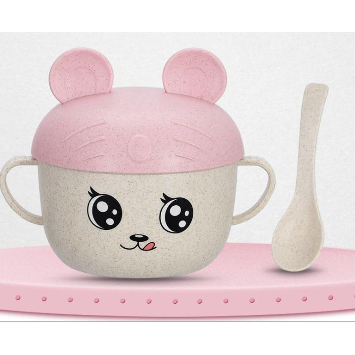 Bát Ăn DẶm Lúa Mạch Kèm Thìa Hình Tai Thỏ Ngộ Ngĩnh Giúp Bé Ăn Ngon Miệng