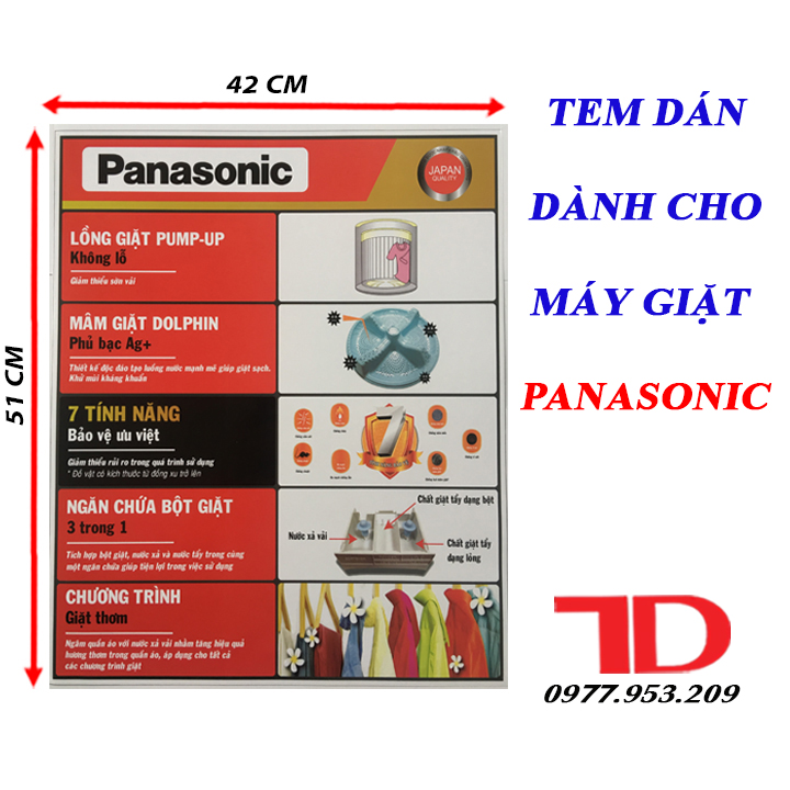 Tem dán dành cho máy giặt PANASONIC