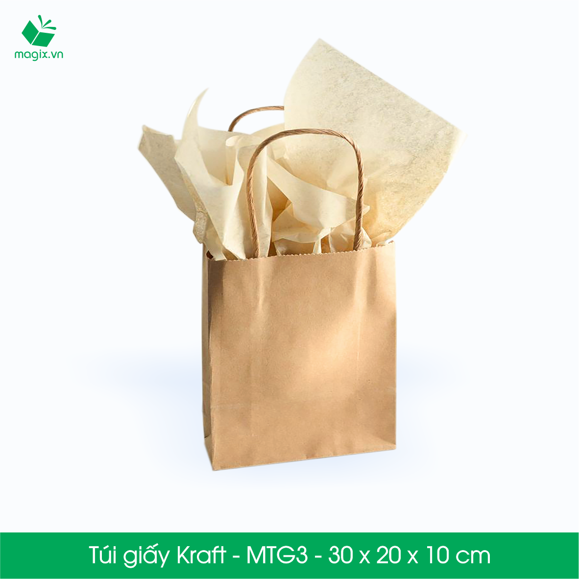 MTG3 MTG3T - 30x20x10 cm - Combo 100 túi giấy Kraft Nhật cao cấp