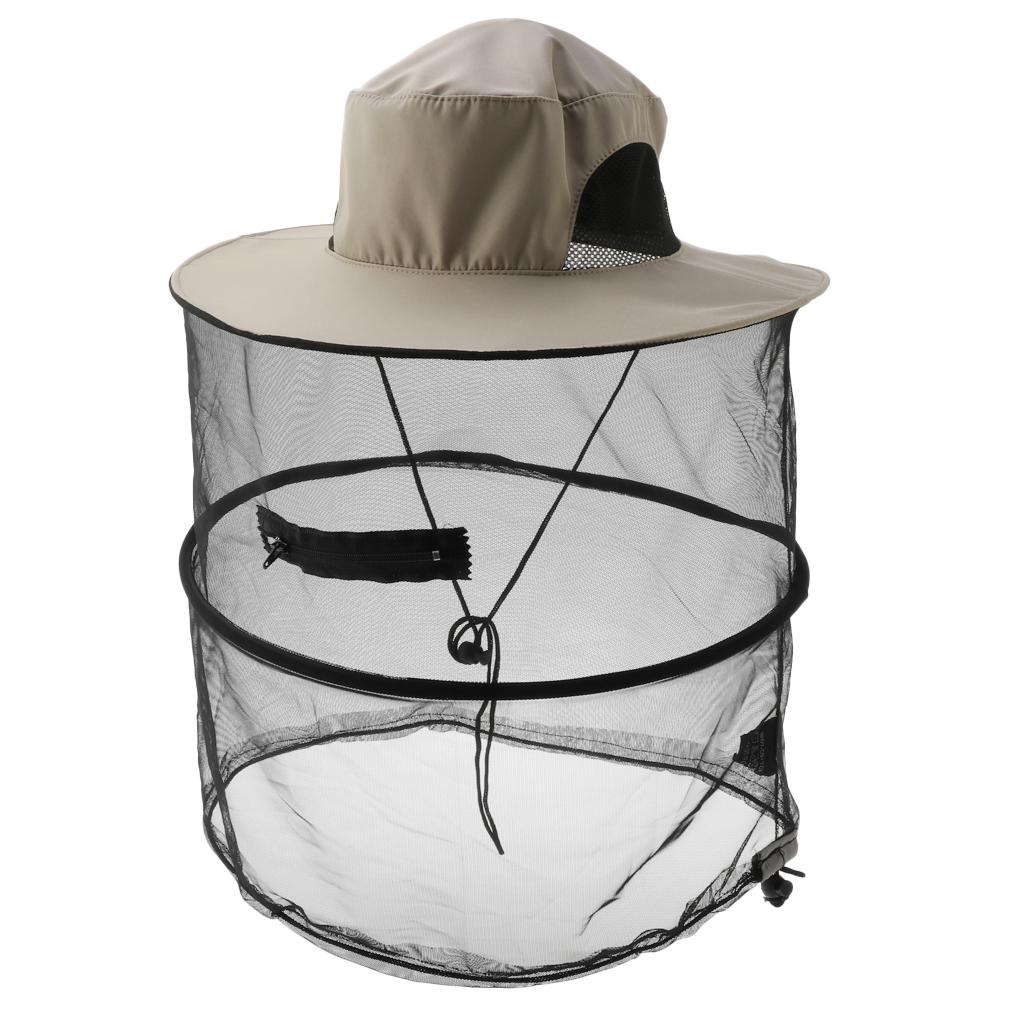 Outdoor Camping Mosquito Head Net Hat Cap Mesh Face Mask Beekeeper