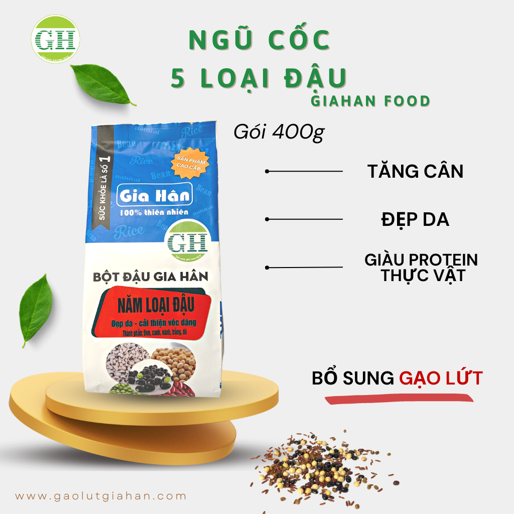 Hình ảnh Bột 5 loại đậu tăng cân - tăng vòng 1 - đẹp da ( 400g ) GIAHAN FOOD giúp. Bột 5 thứ đậu, đậu đen xanh lòng,đậu đỏ,đậu xanh và gạo lứt