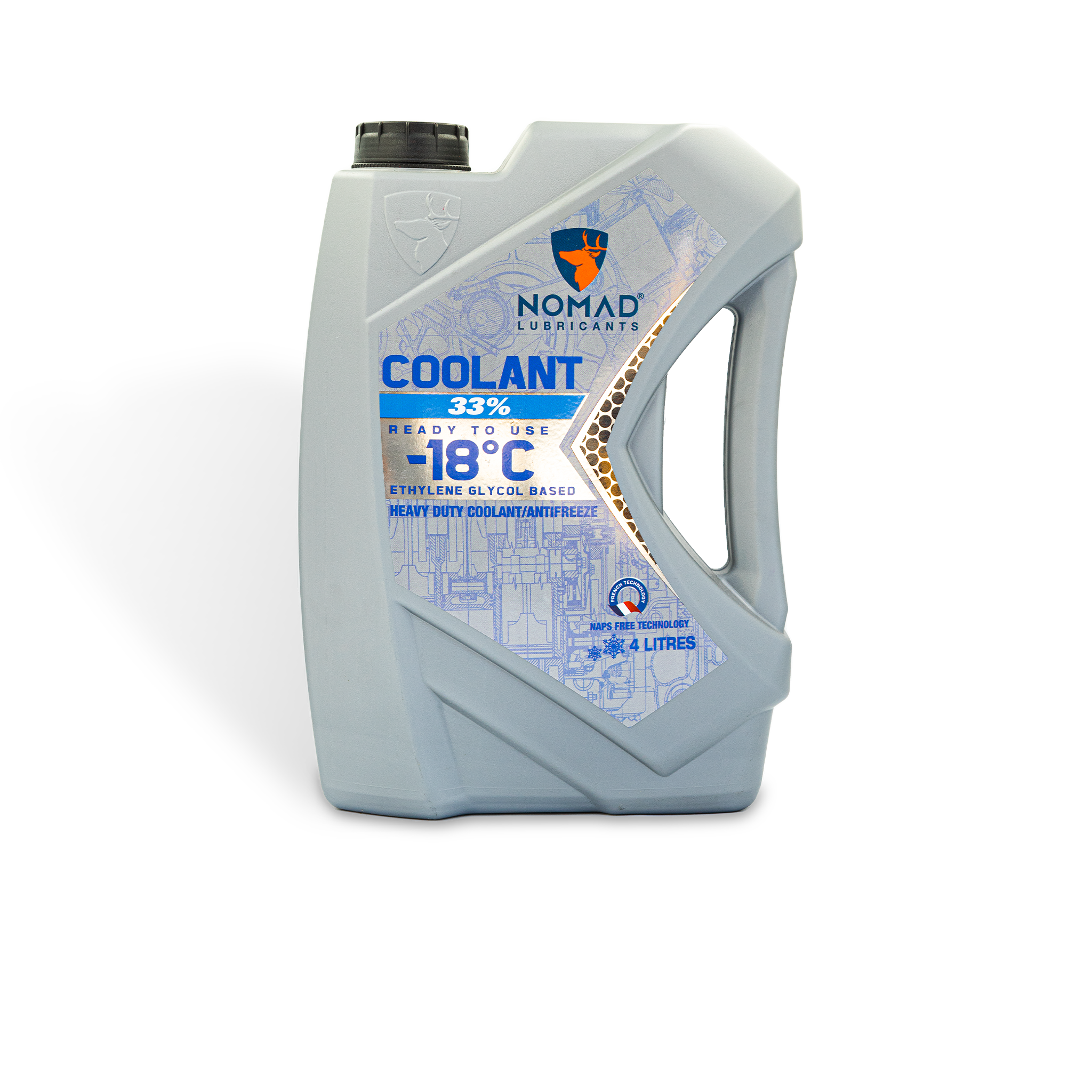 Nước làm mát ô tô, xe máy NOMAD COOLANT Antifreeze -18 độ C, pha sẵn 33%, Can 4L - Nước làm mát ô tô màu hồng nhập khẩu DUBAI