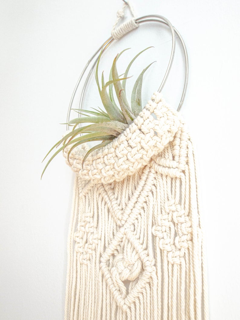 Giỏ treo cây không khí trang trí tết dây macrame độc đáo