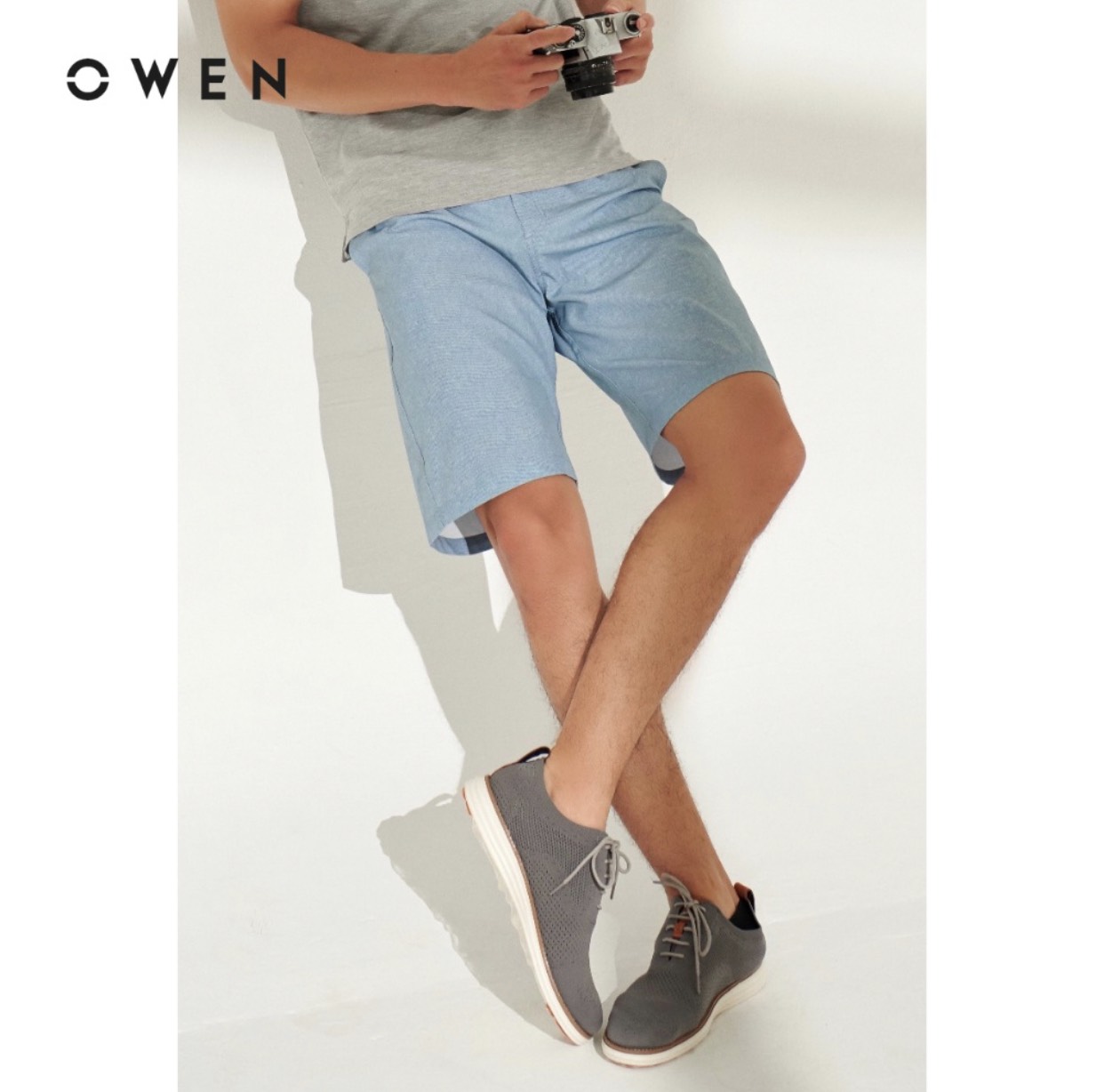 OWEN - Quần short nam Owen màu xanh nhạt 20352 - Quần short gió