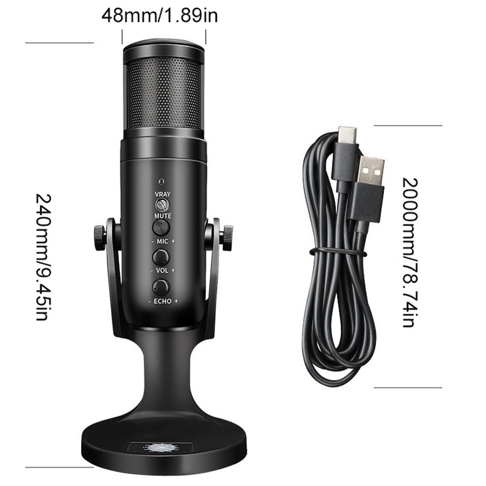 Computers Microphone with RGB Light Rotatable USB Plug-and-Play Microphone for Computers Meeting Voice Chat