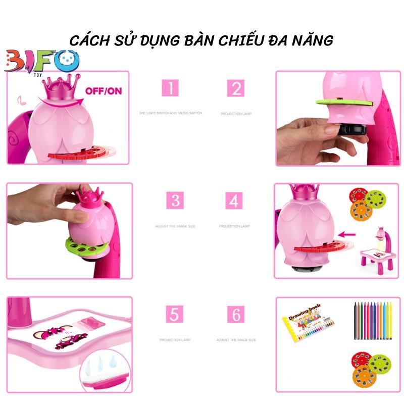 Bộ đồ chơi bàn vẽ 3D, bàn chiếu đa năng chiếu hình tập vẽ có đèn chiếu sáng thông mình cho bé