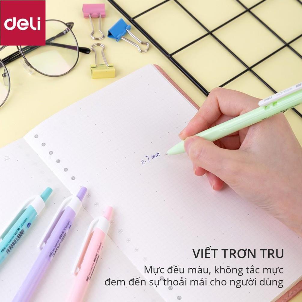 Bút bi dầu Deli - 0.7mm đầu bấm - 50 chiếc/hộp - EQ03336/EQ03236/EQ02836