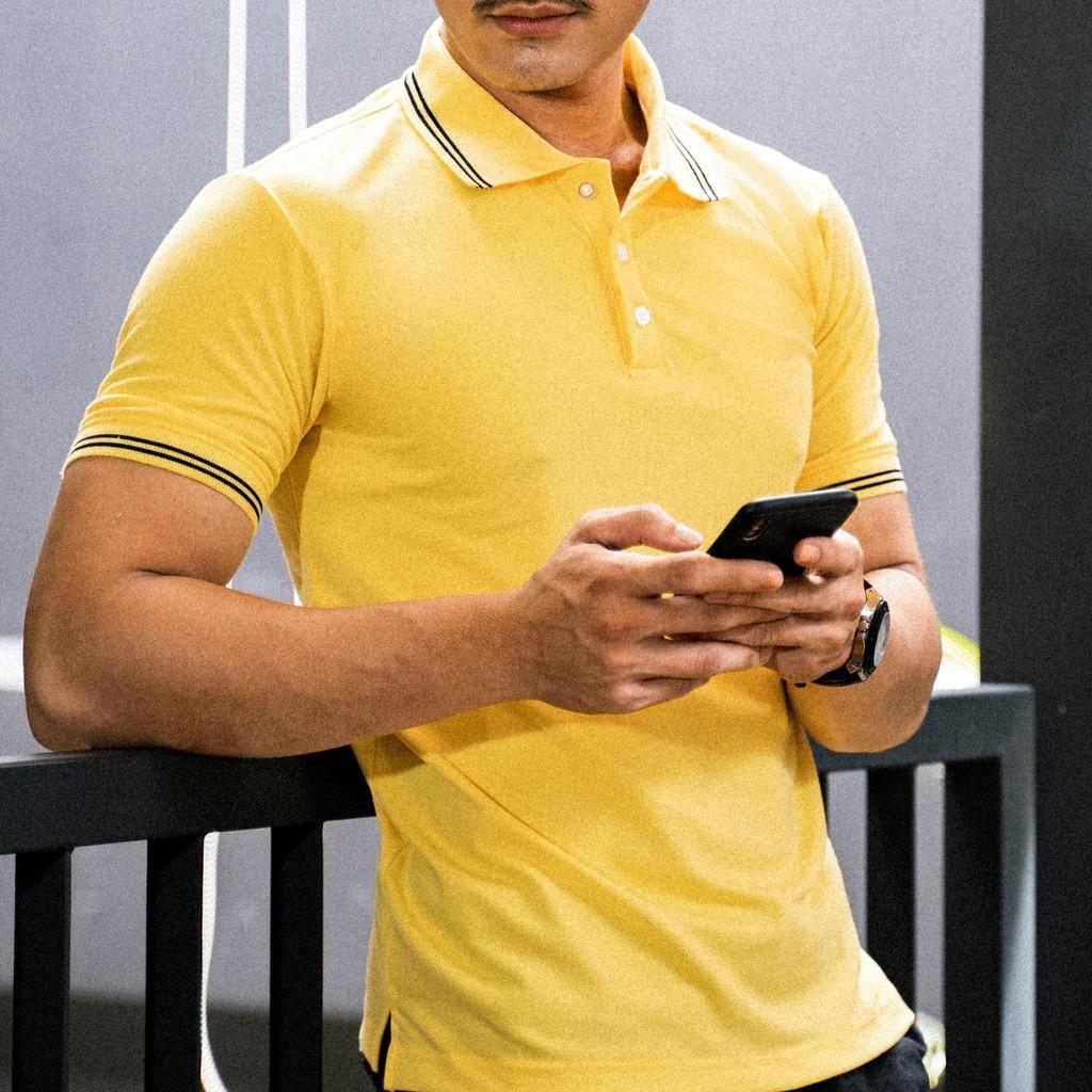Áo Polo Vàng Viền Đen