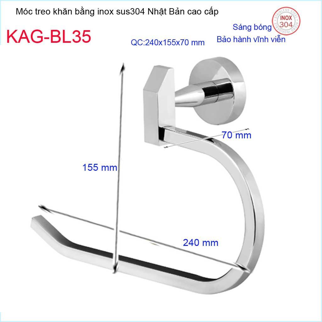 Vòng treo khăn , Phụ kiện phòng tắm cao cấp Kace, móc khăn inox 304 Nhật Bản KAG-BL35