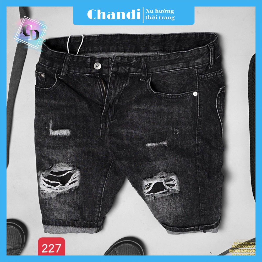 Quần Short Jean Nam co dãn kiểu dáng trẻ trung đơn giản Thương Hiệu Chandi, quần sọt mẫu mới xu hướng QSJN227