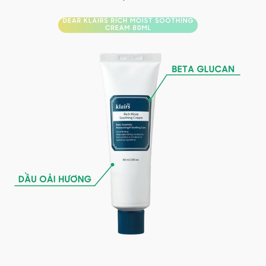 Kem dưỡng ẩm Klairs Rich Moist Soothing Cream 80ml