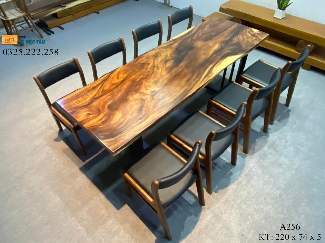 Bàn Làm Việc Gỗ Me Tây, Bàn Ăn Gỗ Me Tây, Bàn Gỗ Me Tây Nguyên Tấm Dài 2,2m Rộng 74cm Dày 5cm