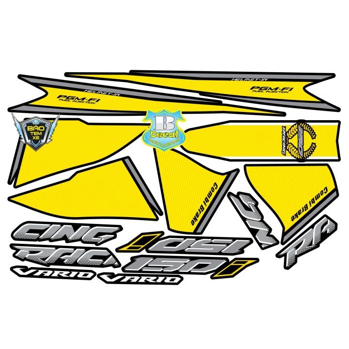 Tem rời dán xe vario racing vàng đen - Bi Decal