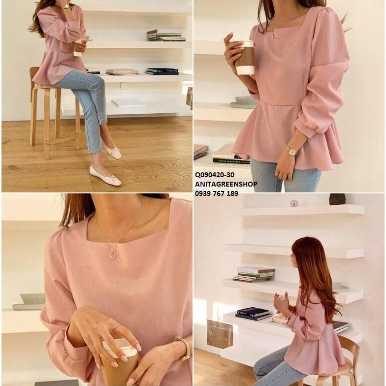 Q090420 ÁO KIỂU PEPLUM DÀI TAY