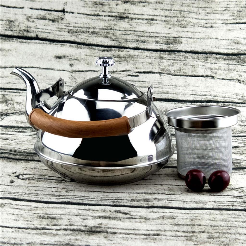 Outdoor Camping Stainless Steel Kettle Kitchen Fast Boil Tea Pot Silver 1.5L 2L