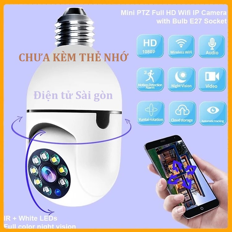 Camera WiFi Xoay 360° Gắn Đui Bóng Đèn, Đàm Thoại Hai Chiều, Báo Động Chống Trộm, Ban Đêm Có Màu, Wifi Không Dây Trong Nhà