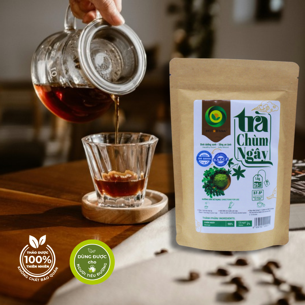 Trà Chùm Ngây Túi Zip 25/50 Gói - Delta D'Asia Điều hòa huyết áp quy cách 1.5g x 25 gói túi lọc